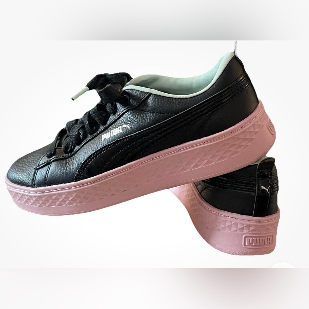 Puma SMASH Platform Trailblazer sneakers/tennis shoes, size 8; BLK/PNK/Aqua